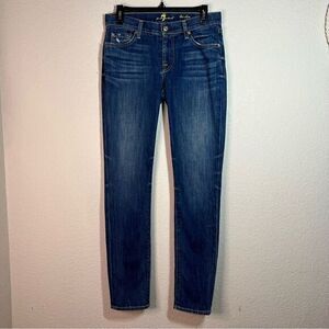 7 For All Mankind Medium‎ Blue The Slim Cigarette Low Rise Jeans Womens Size 27